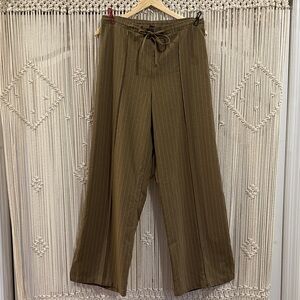 ASOS Design Olive Green Pinstripe Wide-Leg Pants
